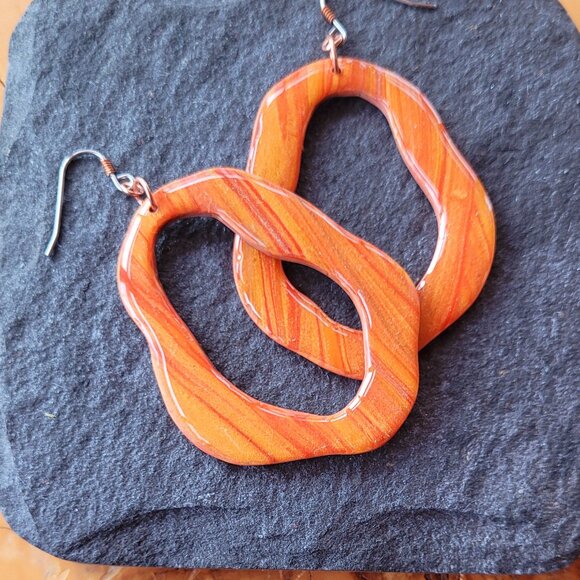 Handmade Polymer Clay Hoop Earrings - Picture 3 of 3